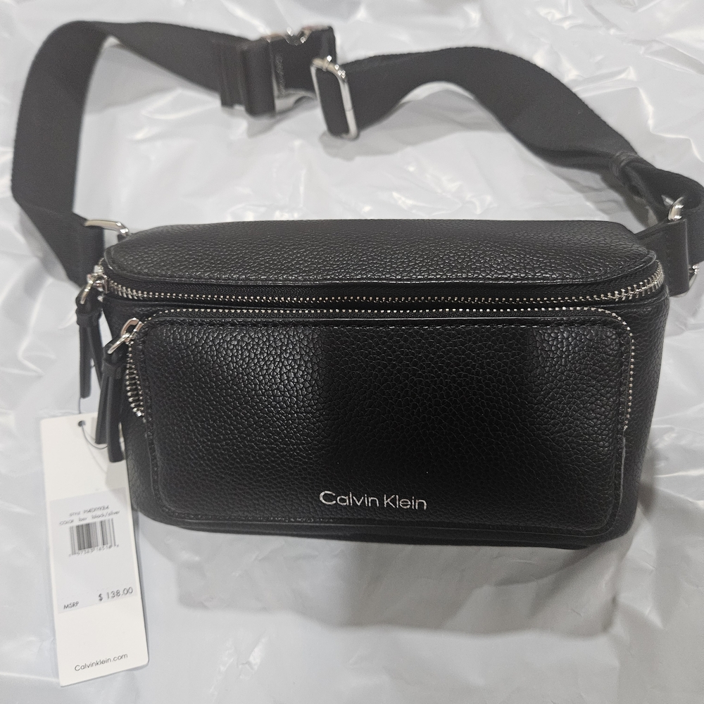 Calvin Klein Novelty Belt Bag Fanny Pack Black Women's/Leather Inner Pockets
